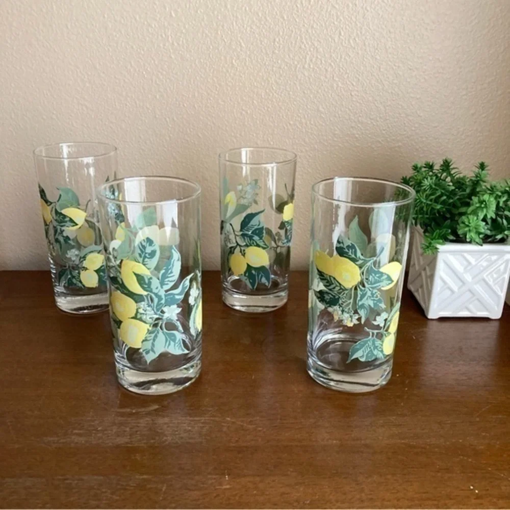 Vintage Royal Norfolk lemon bloom set of 4 glasses